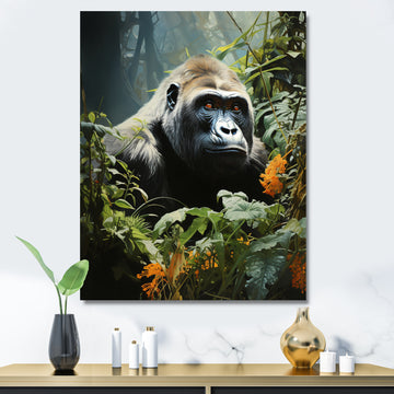 Gorilla In Jungle - Gorilla Living Room Wall Art